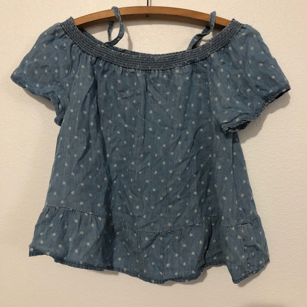 Tinsey Polka Dot Chambray Top Girls XL